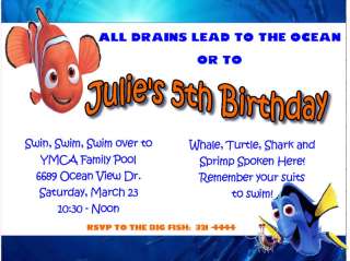 Finding Nemo & Dory Birthday Party Invitation  