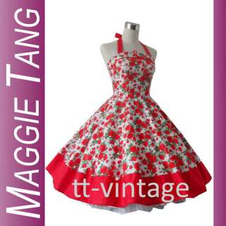 50er 60er Jahre Tanz Kleid z. Petticoat Rockbilly ROT  