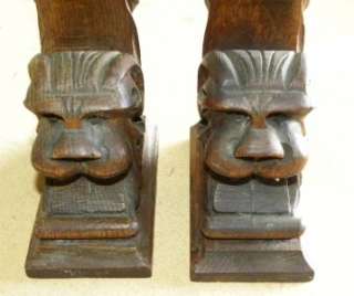 STUNNING Pair of 19th c. GOTHIC OAK WOODEN CORBELS WITH THE CARVING OF 
