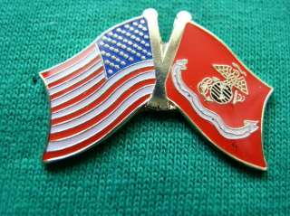 USMC MARINES FLYING PROUD AMERICAN FLAG LAPEL PIN  