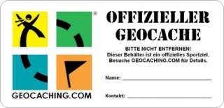 Geocaching Geocache Aufkleber 72x148mm weiss   2 Stück  