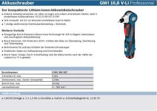 BOSCH Winkel Schrauber GWI 10,8 V LI 2x Akku Karton 3165140577274 