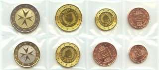 Kursmünzensatz Malta 2008 1c 2 Euro•Münze•KMS alle 8 Münzen 
