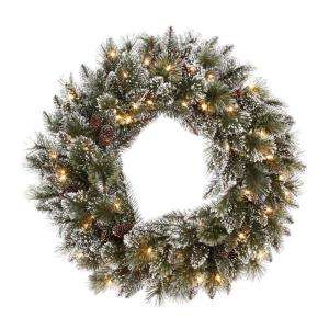 Martha Stewart Living 30 In. Pre Lit Sparkling Pine Wreath Clear GB1 