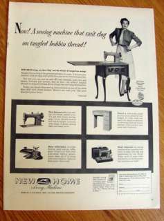 1951 Vintage New Home Sewing Machine Ad  