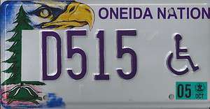 ONEIDA NATION LICENSE PLATE~D515 DISABLED AUTO PLATE~NOS NEW OLD STOCK 