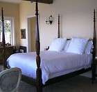   Cherry Queen Size Rice Carved 4 Post Poster Bed 2 Night Stand Tables