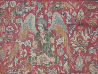 Antique Persian Kashmir Hunting Mughal area rug carpet 24x16 signed 
