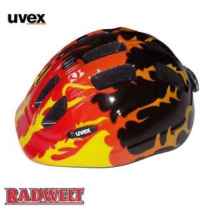 UVEX Kinder Fahrrad Helm cartoon LED flame red 49 55  