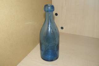 Vintage Lancaster Glass Works Blue Blop Top Bottle  