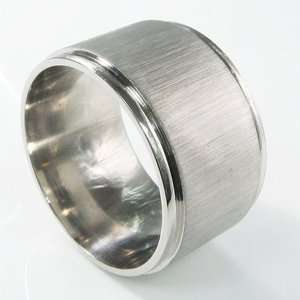 Stainless Steel Men Wide Ring 15mm Brush Band Sz 11 0sf  