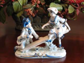 Wonderful ARDCO Porcelain Boy & Girl on Seesaw Figurine  