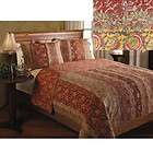 FLORAL VINTAGE RED STYLE QUILT SET NEW KING OR QUEEN SIZE