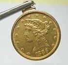 1886 Gold Liberty Head Eagle $5.00 Coin 14k pendent