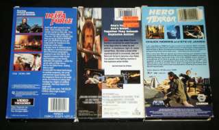 CHUCK NORRIS 3 VHS MOVIE SET The Delta Force, Top Dog, & Hero And The 
