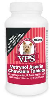 Vetrynol Buffered Aspirin Chewable Tablets for Dogs 100mg (100 tablets 