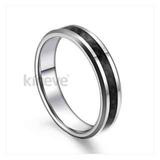   Carbide Wedding Band Couple Ring Engagement Black Carbon Fiber Inlay