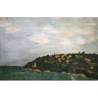 Antique European Impressionist Seascape Oil Painting Landscape  
