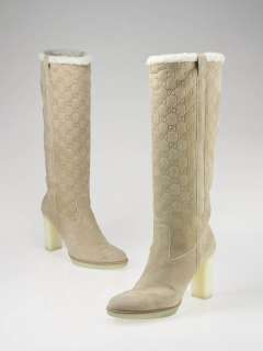 Gucci Beige Guccissima Suede and Shearling Boots Size 9.5/40  
