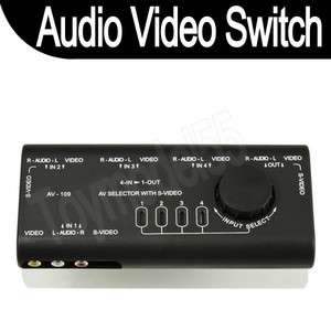 AV Audio Video Signal Switcher 4 Input 1 Output Switch +RCA cable 