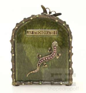 Jay Strongwater Green Enamel & Swarovski Jeweled Lizard & Butterfly 