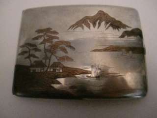 Antique, engraved, silver, gold & black enamel, signed, Japanese 