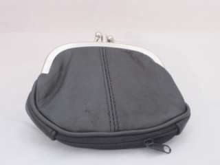 COIN PURSE DOUBLE FRAME WITH ZIPPER POCKET NEW BLACK  
