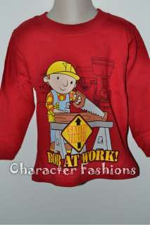 Bob the Builder Long Sleeve Shirt Tee Size 2T 3T 4T   RED  