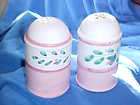 CALECA of Italy PINK GARLAND Pottery TALL SALT & PEPPER Cheese / Spice 
