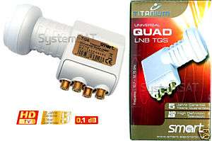 Quad LNB 0.1dB Smart Titanium Gold Coated Connections  