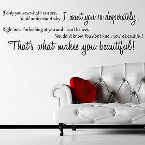 One Direction Thats What Makes You Beautiful Lyrics Wall Sticker From 