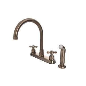 Kindred Cross Handle Kitchen Faucet with Side Spray, Brushed Nickel 