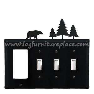  Wrought Iron Bear & Pine Quad GFI/Switch/Switch/Switch 