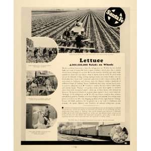  1937 Ad Santa Fe Lettuce Iceberg Railway Train Salad 
