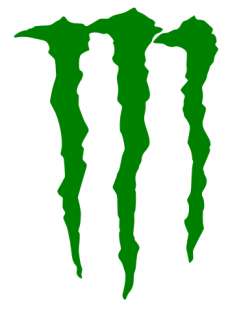 2x Monster Logo Sticker Green/Lime Green/Black 2 sizes  