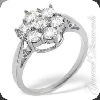 VVS Real Diamond Cluster Ring 18k Solid White Gold  