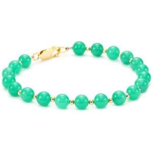   Silver Dyed Imperial Green Jade Bead Bracelet (10mm), 9 Jewelry