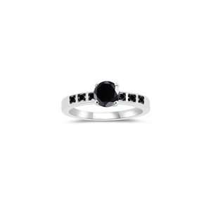   71 Cts Black Diamond Engagement Ring in 14K White Gold 4.0 Jewelry