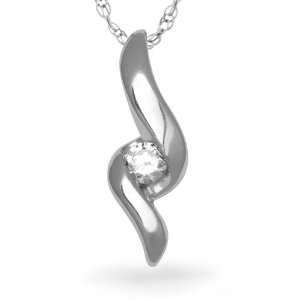   Silver Round Diamond Solitaire Pendant (1/10 cttw) D Gold Jewelry