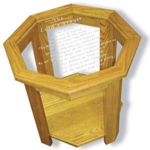 Etched Glass End Table with Etched Lords Prayer Top Octagon  