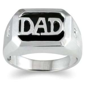  Onyx & Diamond DAD Ring 10k White Gold SZUL Jewelry
