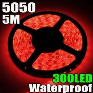 Red 5 Meter or 16 Feet Waterproof 300 LED 5050 SMD Flexible LED Light 