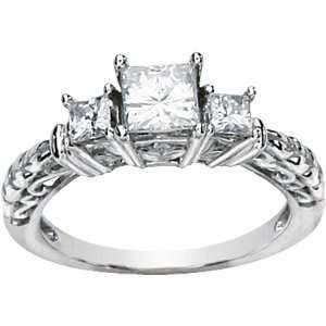    1.25 CT TW Moissanite 3 Stone Ring/14kt white gold Jewelry