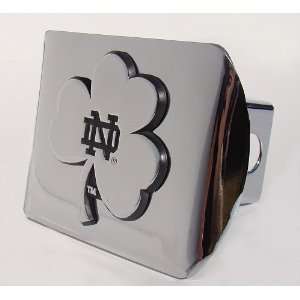  Notre Dame Chrome Plated Metal Hitch Cover with Shamrock 