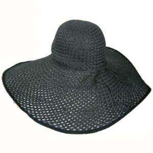  All Black 8 Wide Large Brim Straw Beach Sun Floppy Hat Clothing