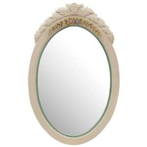  French Style Beveled Glass Wall Mirror   White Floral 