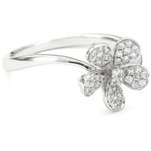   Collection Diamond 14k White Gold Small Flower Ring, Size 6 Jewelry