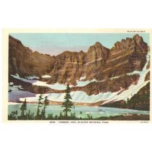 1940s Vintage Postcard Iceberg Lake   Glacier National Park   Montana