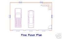 GS014 24x36 3 Car Garage Loft Design Plans (Blueprints)  