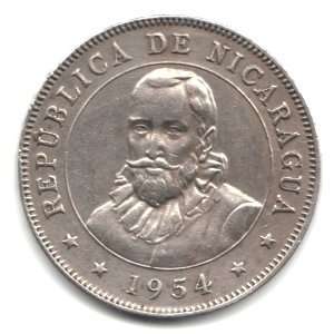  1952 Nicaragua 50 Centavos Coin KM#19.1 